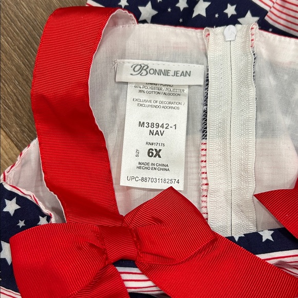 Bonnie Jean Red, White, & Blue Stars & Stripes 4th of July Dress size 6X zip up - Picture 9 of 10